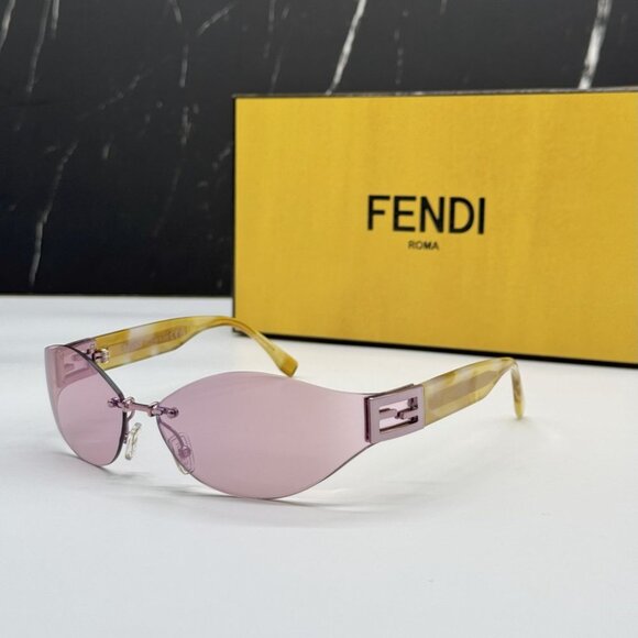 NEW FE40159U 74Z FENDI SUNGLASSES WOMEN OVAL PINK GOLD SUNGLASSES FENDI - Picture 1 of 10